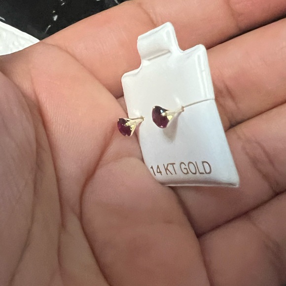 4mm 14k Round Garnet Stone Yellow Italian Gold - Picture 3 of 4